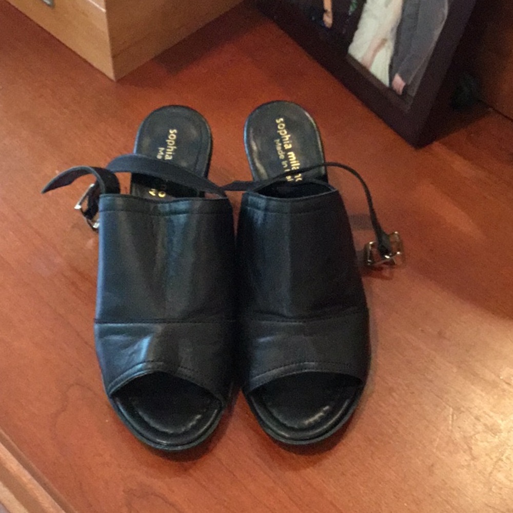 Sophia Milano Leather Wedge Open Toe